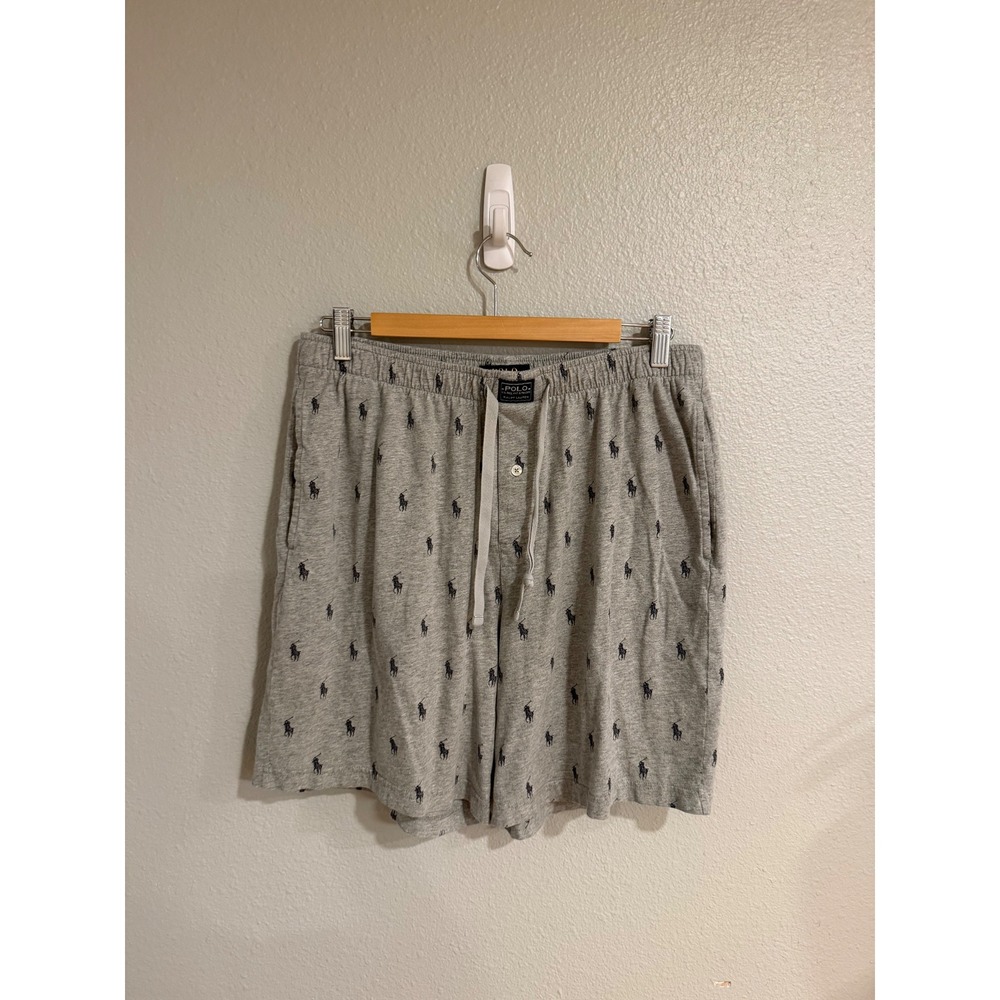 Polo Ralph Lauren Sleep Shorts Men Large Grey Navy Pony Logo Y2k Lounge Preppu